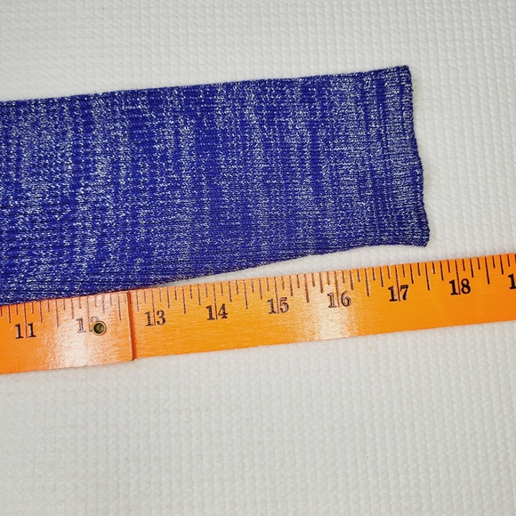 Almost Famous Sweater Dress Long Sleeve Women's Large Blue Midi Metallic Bodycon - Picture 8 of 11